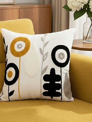 PACK 2 FUNDAS DE COJINES BORDADAS FLORES MINIMALISTAS