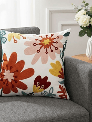 PACK 2 FUNDAS DE COJINES BORDADAS FLORES ABSTRACTAS