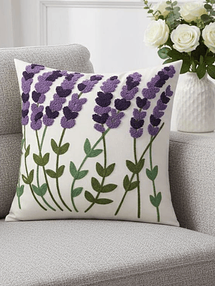 PACK 2 FUNDAS DE COJINES BORDADAS FLOR LAVANDA