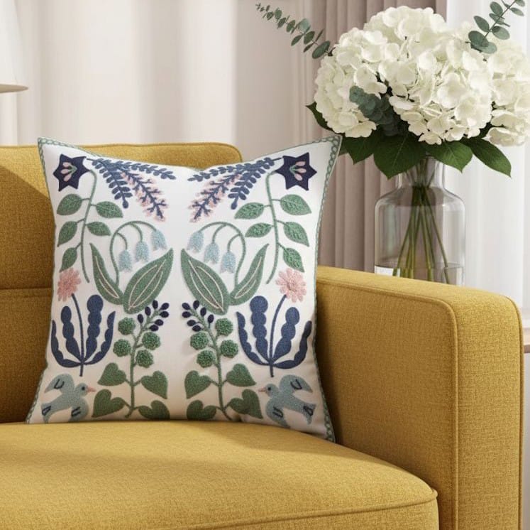 PACK 2 FUNDAS DE COJINES BORDADAS HOJAS Y RAMAS 1