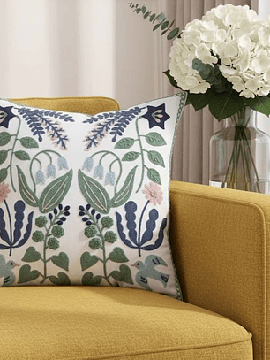 PACK 2 FUNDAS DE COJINES BORDADAS HOJAS Y RAMAS