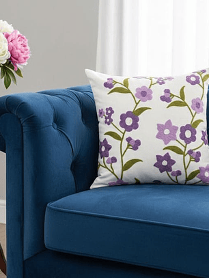 PACK 2 FUNDAS DE COJINES BORDADAS FLORES TREPADORAS LILAS