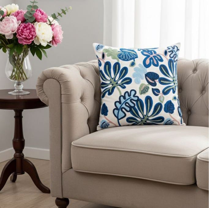 PACK 2 FUNDAS DE COJINES BORDADAS HOJAS MONSTERA 1