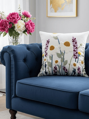 PACK 2 FUNDAS DE COJINES BORDADAS FLORES Y LAVANDA