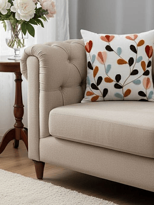 PACK 2 FUNDAS DE COJINES BORDADAS HOJAS Y FLORES COLOR