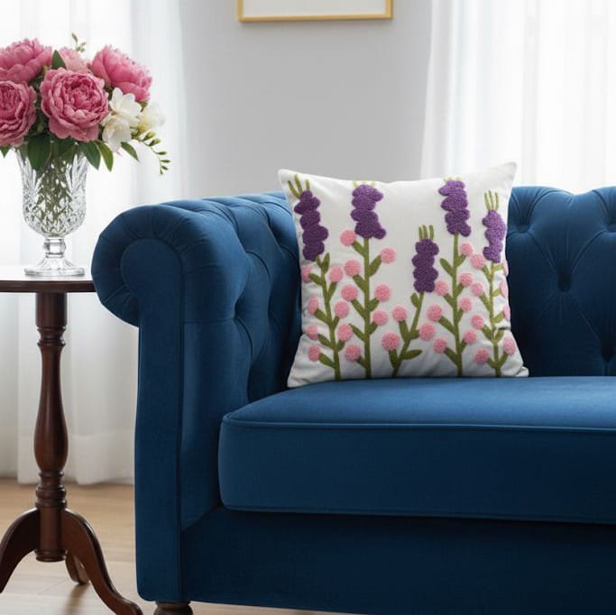 PACK 2 FUNDAS DE COJINES BORDADAS LAVANDAS 1