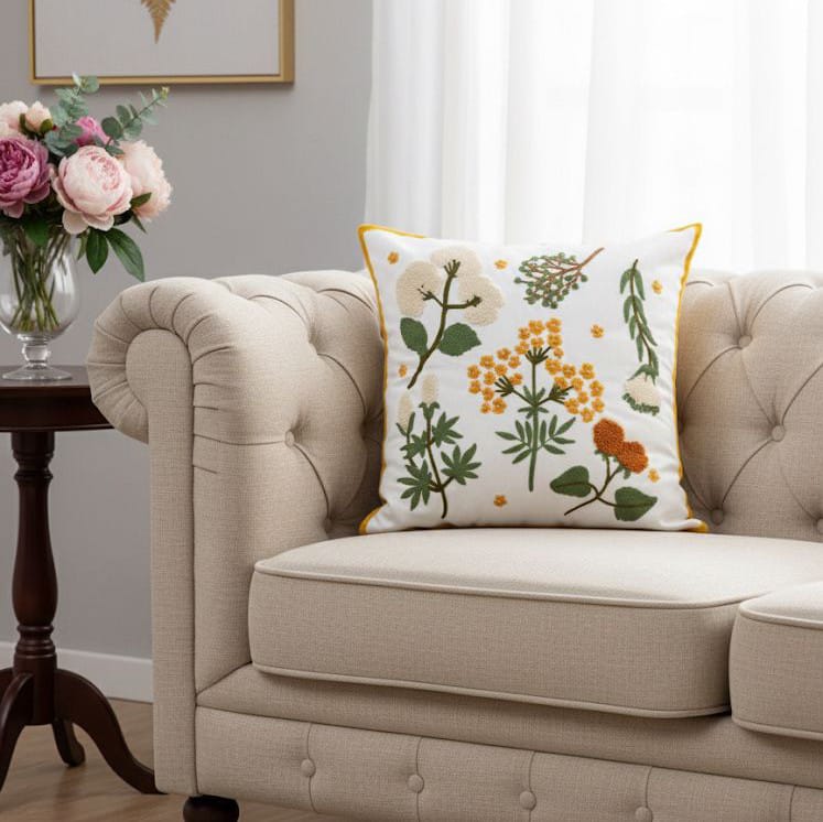 PACK 2 FUNDAS DE COJINES BORDADAS MUESTRAS DE FLORES 1