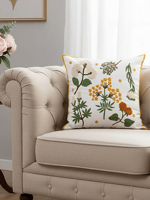 PACK 2 FUNDAS DE COJINES BORDADAS MUESTRAS DE FLORES