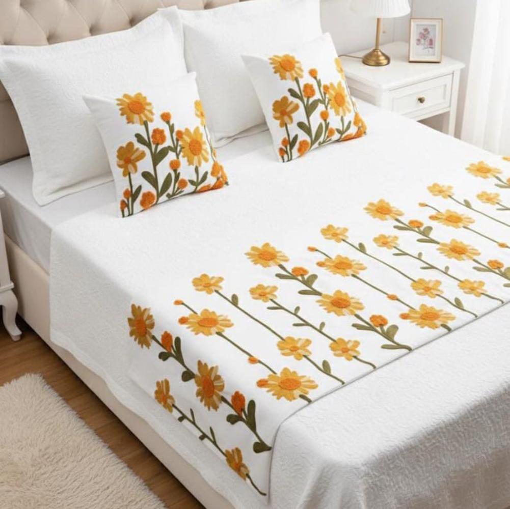 PIECERA BORDADA FLORES AMARILLAS Y NARANJO 1