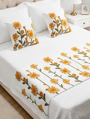 PIECERA BORDADA FLORES AMARILLAS Y NARANJO