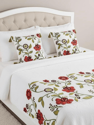 PIECERA BORDADA FLORES ROJAS