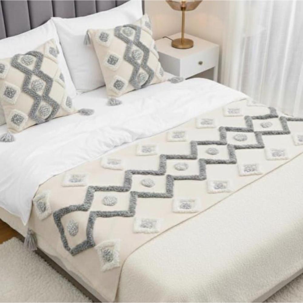 PIECERA BOHO ZIG ZAG GRIS 1