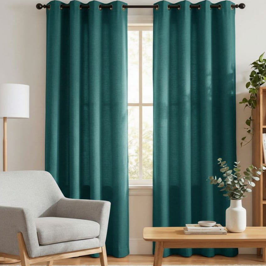 CORTINA DE TELA POLIESTER VERDE BOTELLA BAMBOO 2