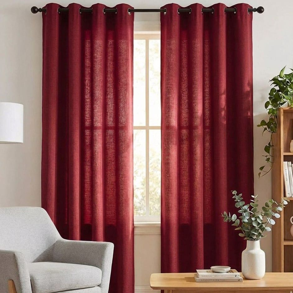 CORTINA DE TELA POLIESTER ROJO OSCURO BAMBOO 2