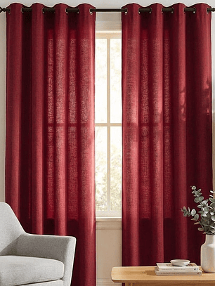 CORTINA DE TELA POLIESTER ROJO OSCURO BAMBOO