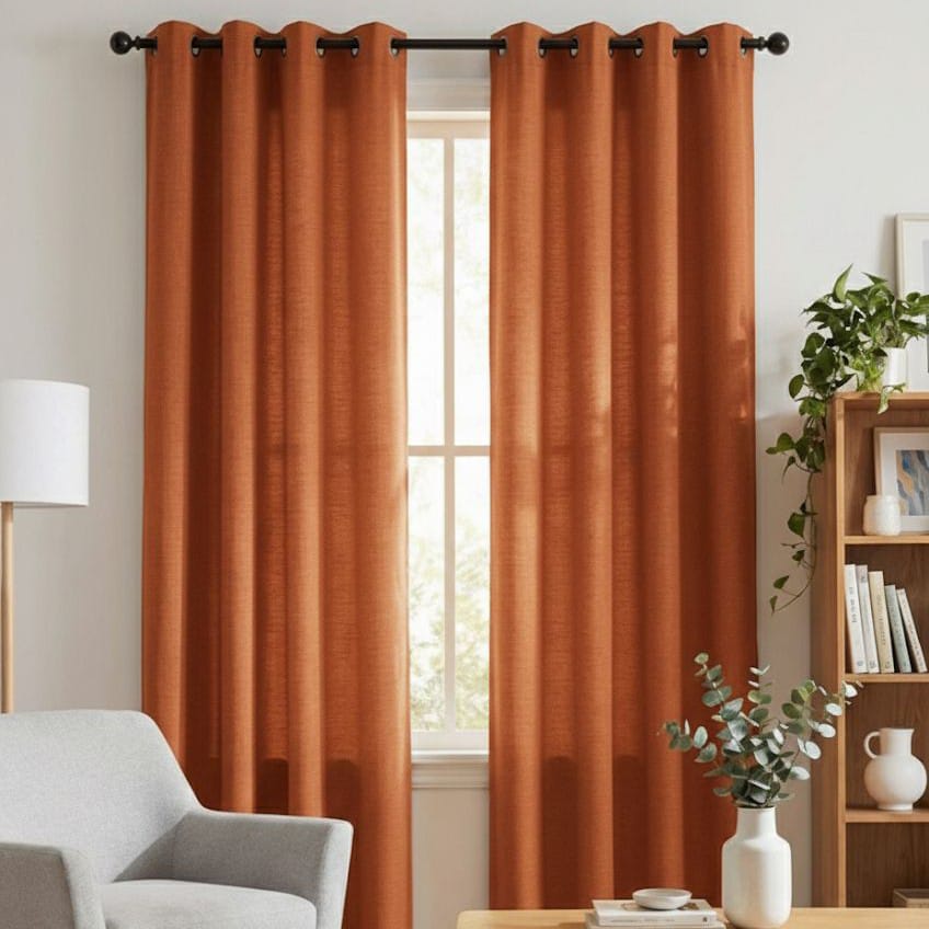 CORTINA DE TELA POLIESTER NARANJO BAMBOO 2