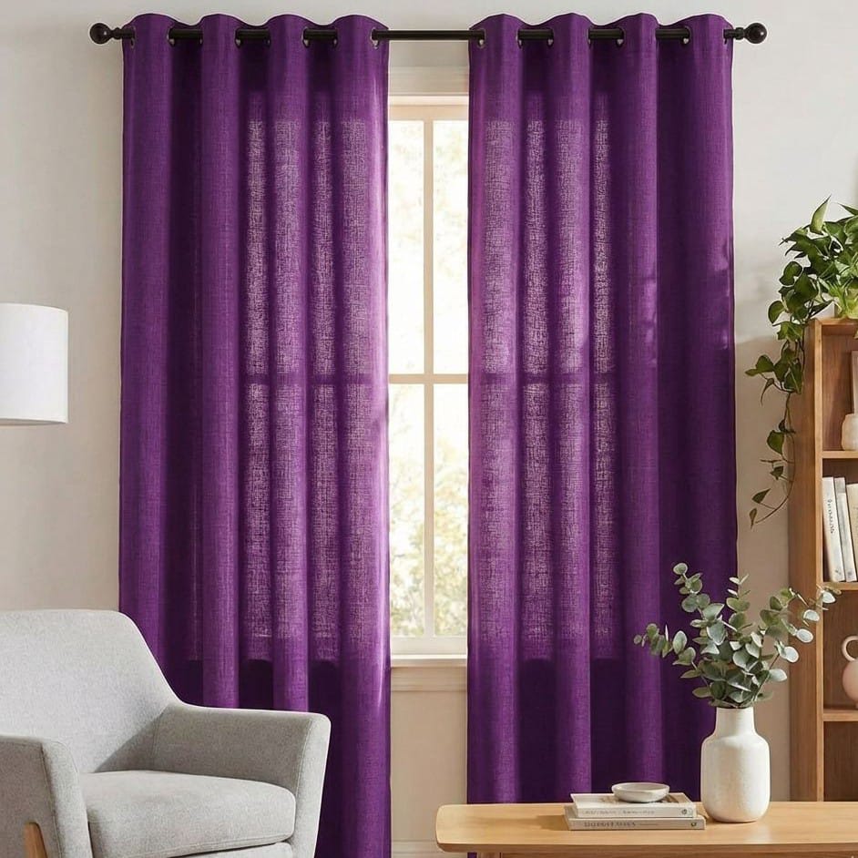 CORTINA DE TELA POLIESTER MORADO BAMBOO 2