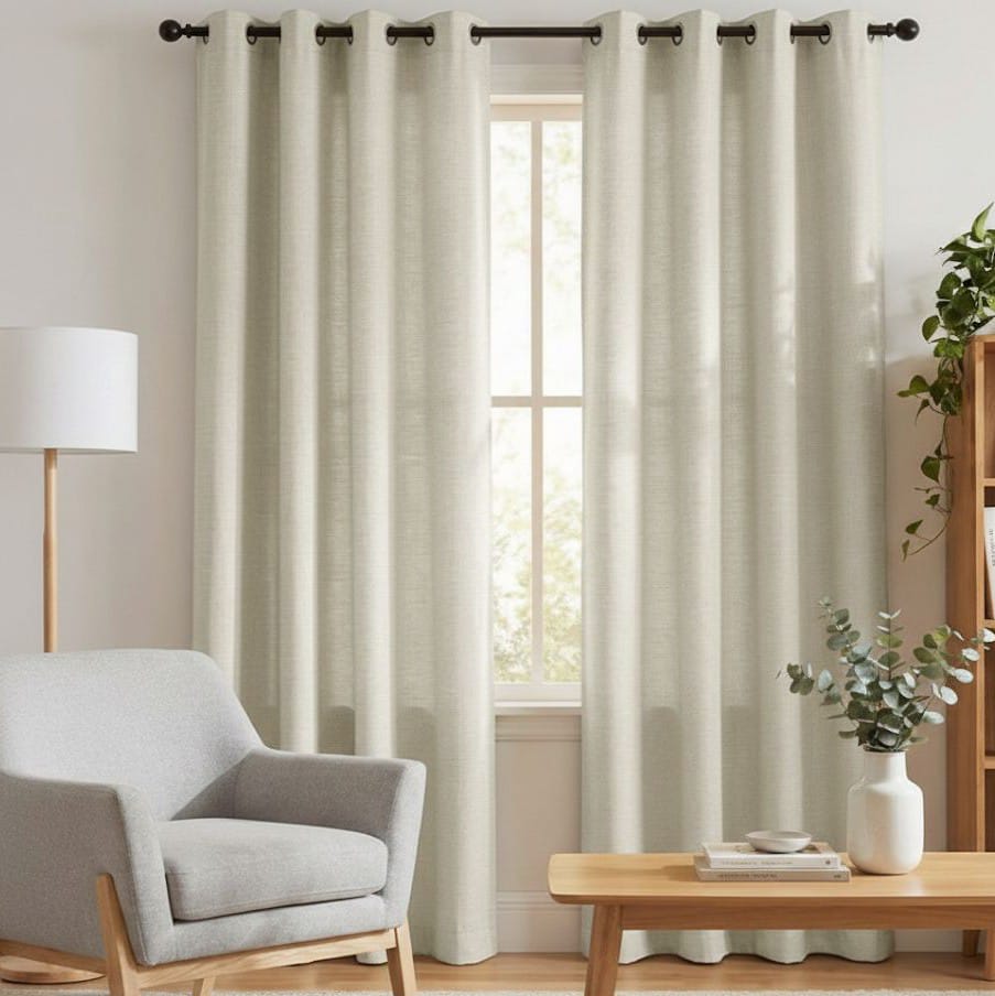 CORTINA DE TELA POLIESTER CREMA BAMBOO 2