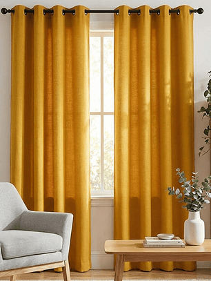 CORTINA DE TELA POLIESTER AMARILLO BAMBOO