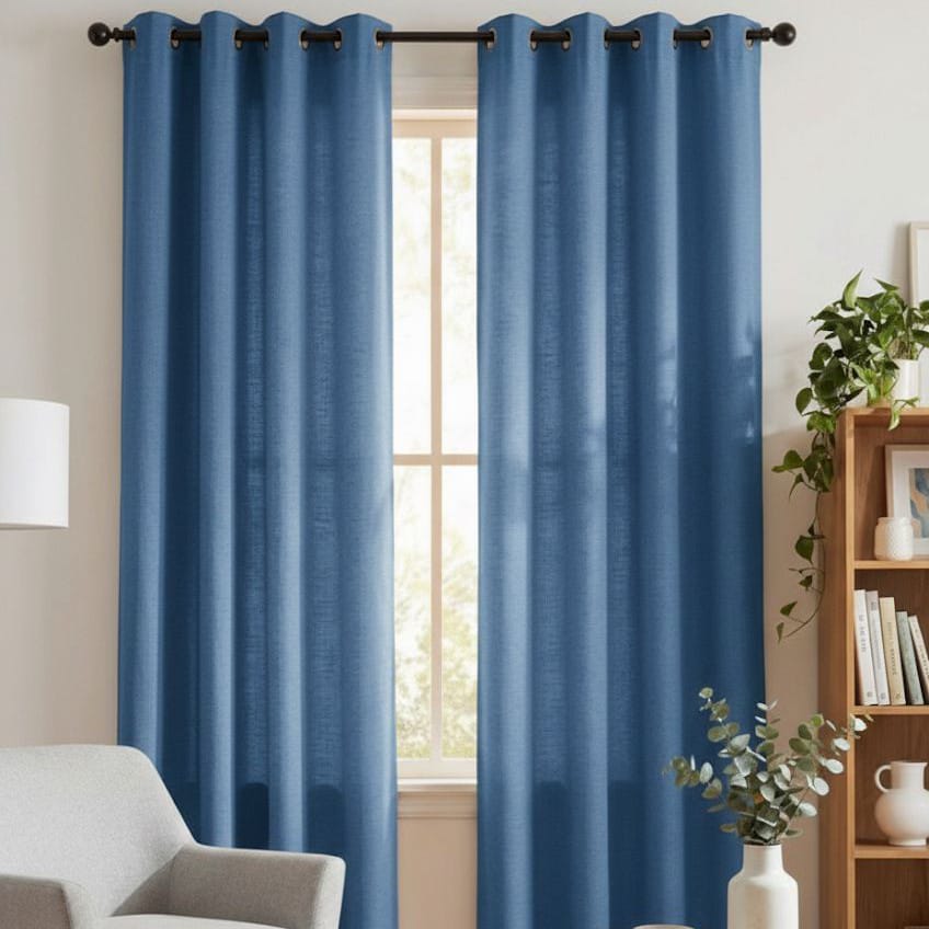 CORTINA DE TELA POLIESTER AZUL CLARO BAMBOO 2