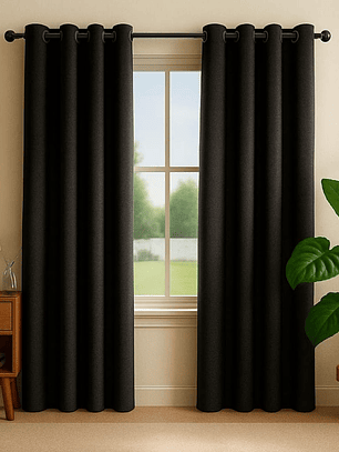 CORTINA ENGOMADA BLACK OUT NEGRO