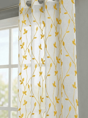 PACK DE CORTINAS DE TELA CON VISILLOS COLOR AMARILLO