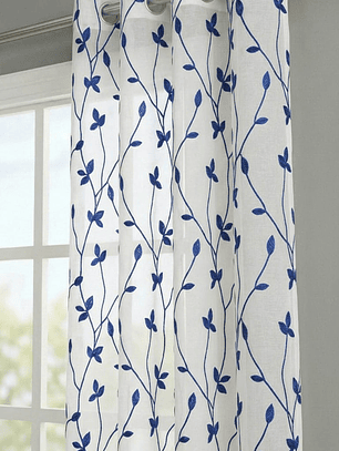 PACK DE CORTINAS DE TELA CON VISILLOS COLOR AZUL