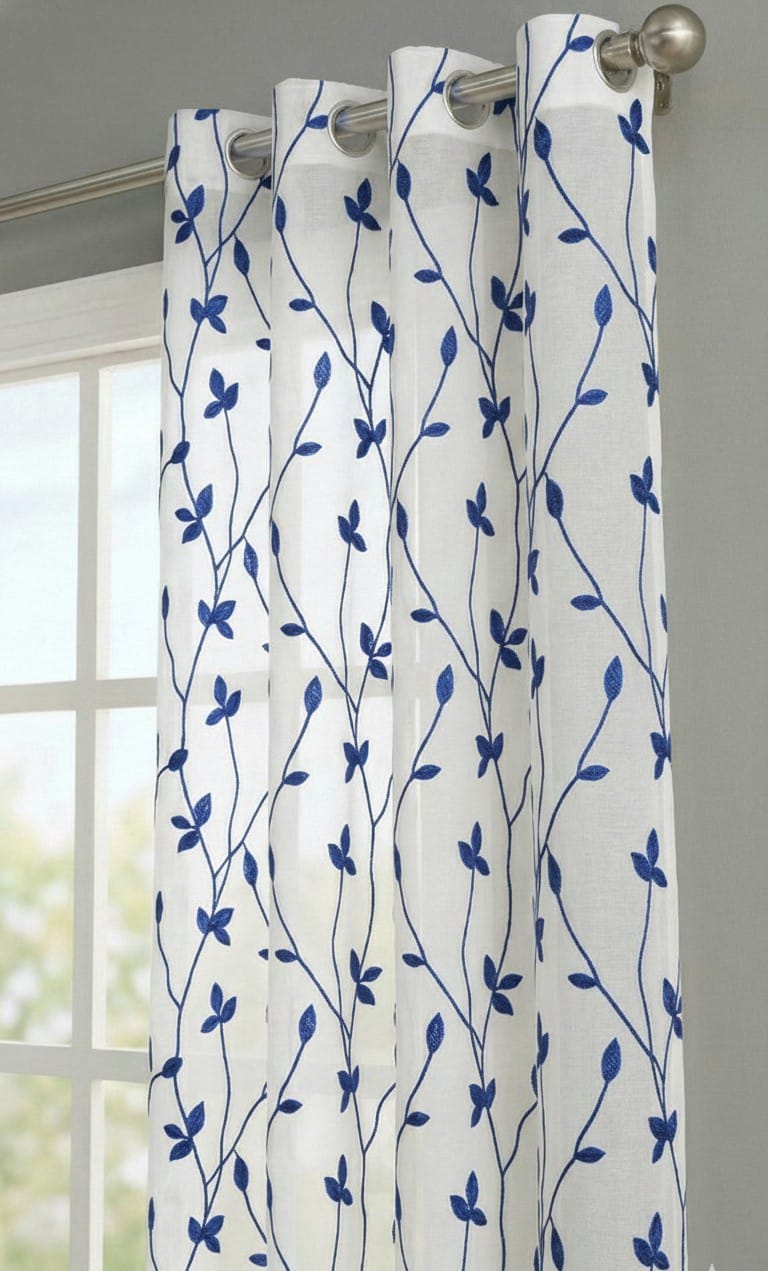 PACK DE CORTINAS DE TELA CON VISILLOS COLOR AZUL 2