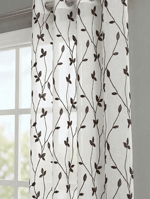 PACK DE CORTINAS DE TELA CON VISILLOS COLOR CAFE