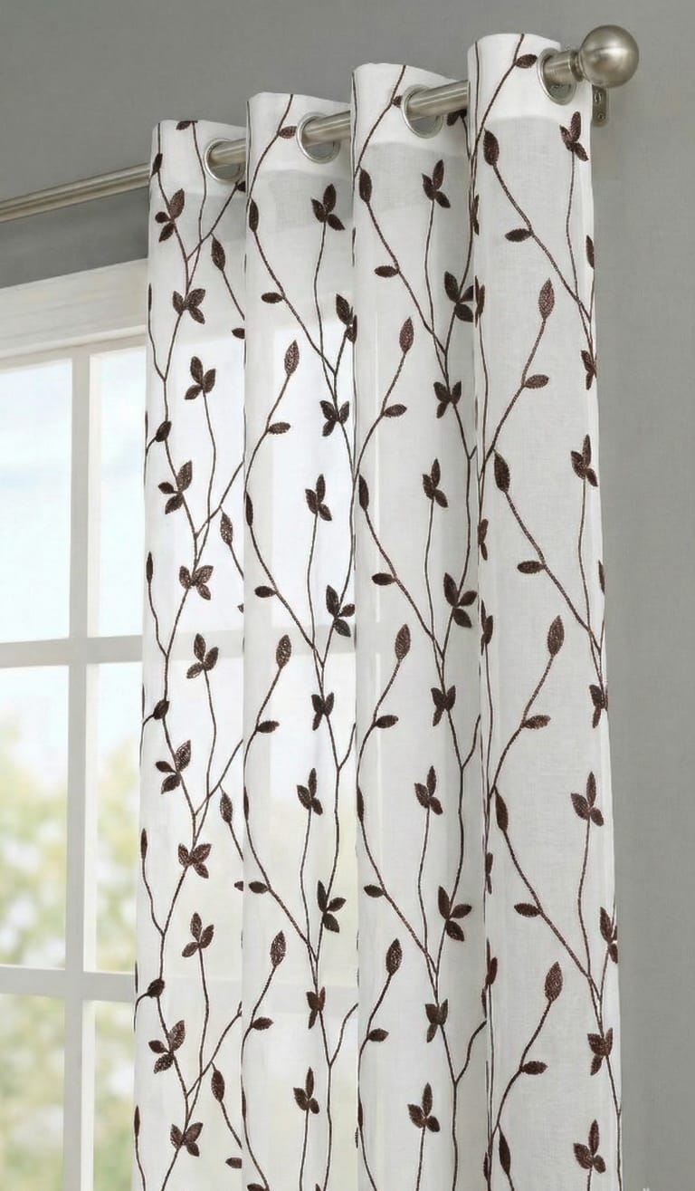 PACK DE CORTINAS DE TELA CON VISILLOS COLOR CAFE 2