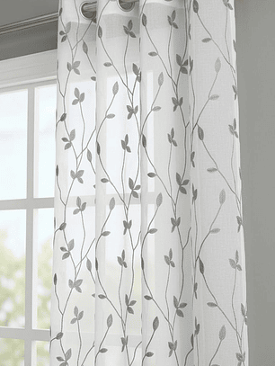 PACK DE CORTINAS DE TELA CON VISILLOS COLOR GRIS