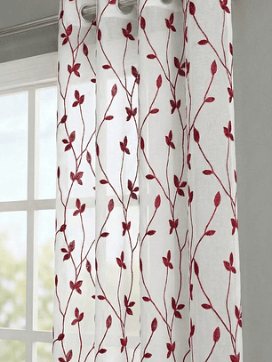 PACK DE CORTINAS DE TELA CON VISILLOS COLOR ROJO