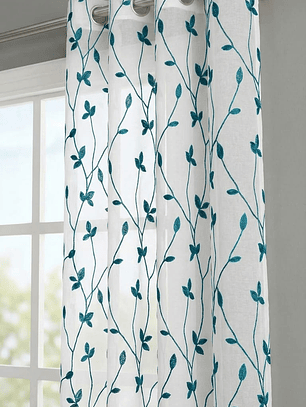 PACK DE CORTINAS DE TELA CON VISILLOS COLOR VERDE ESMERALDA