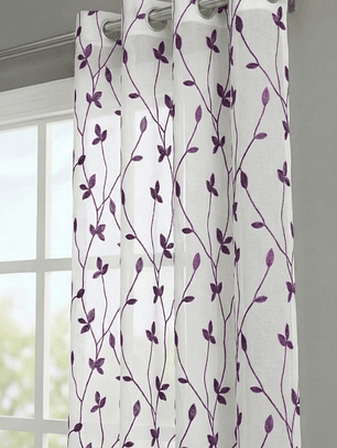PACK DE CORTINAS DE TELA CON VISILLOS COLOR MORADO