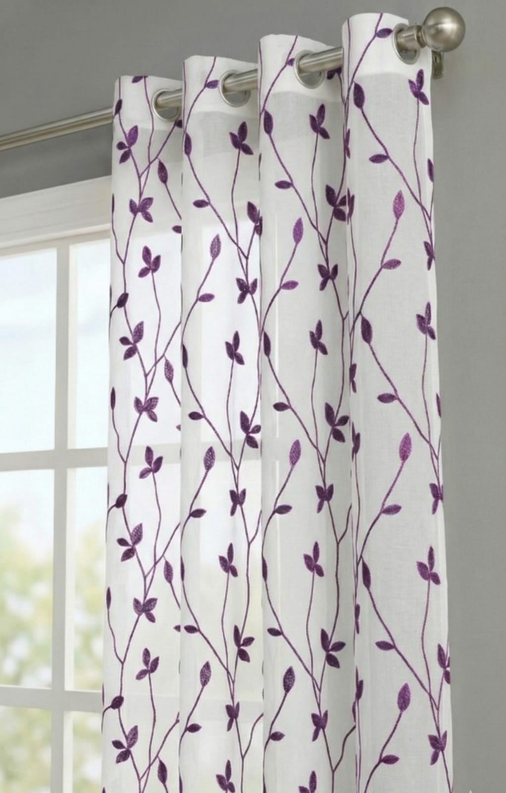PACK DE CORTINAS DE TELA CON VISILLOS COLOR MORADO 2