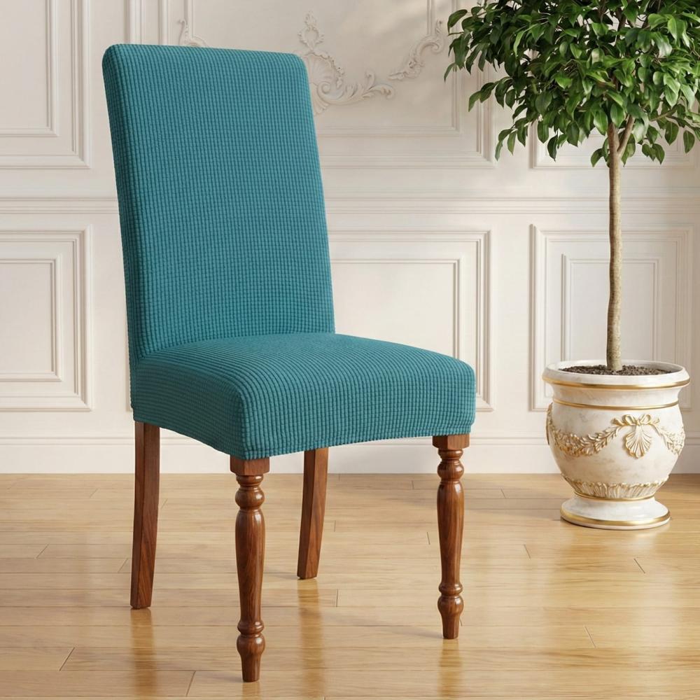 FUNDAS DE SILLA PACK 6 UNIDADES CUADROS TURQUESA 1