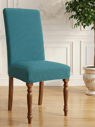 FUNDAS DE SILLA PACK 6 UNIDADES CUADROS TURQUESA