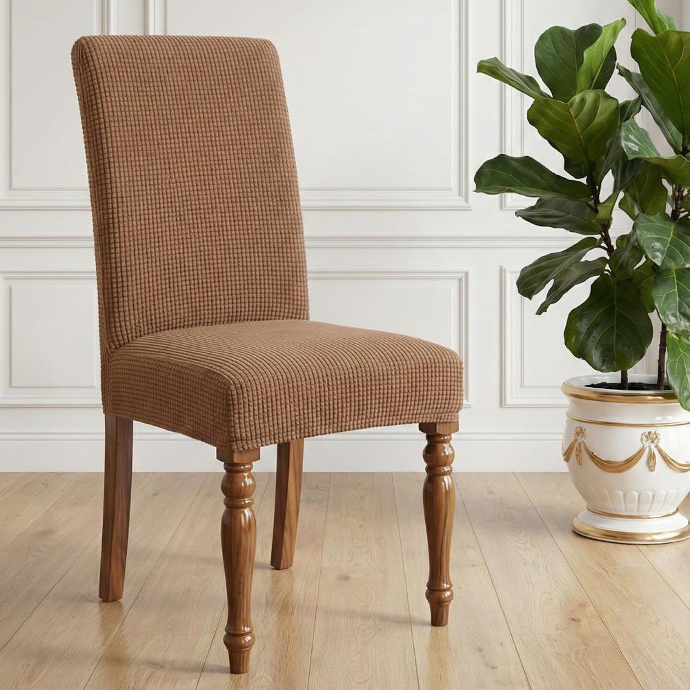 FUNDAS DE SILLA PACK 6 UNIDADES CUADROS CAMEL 1