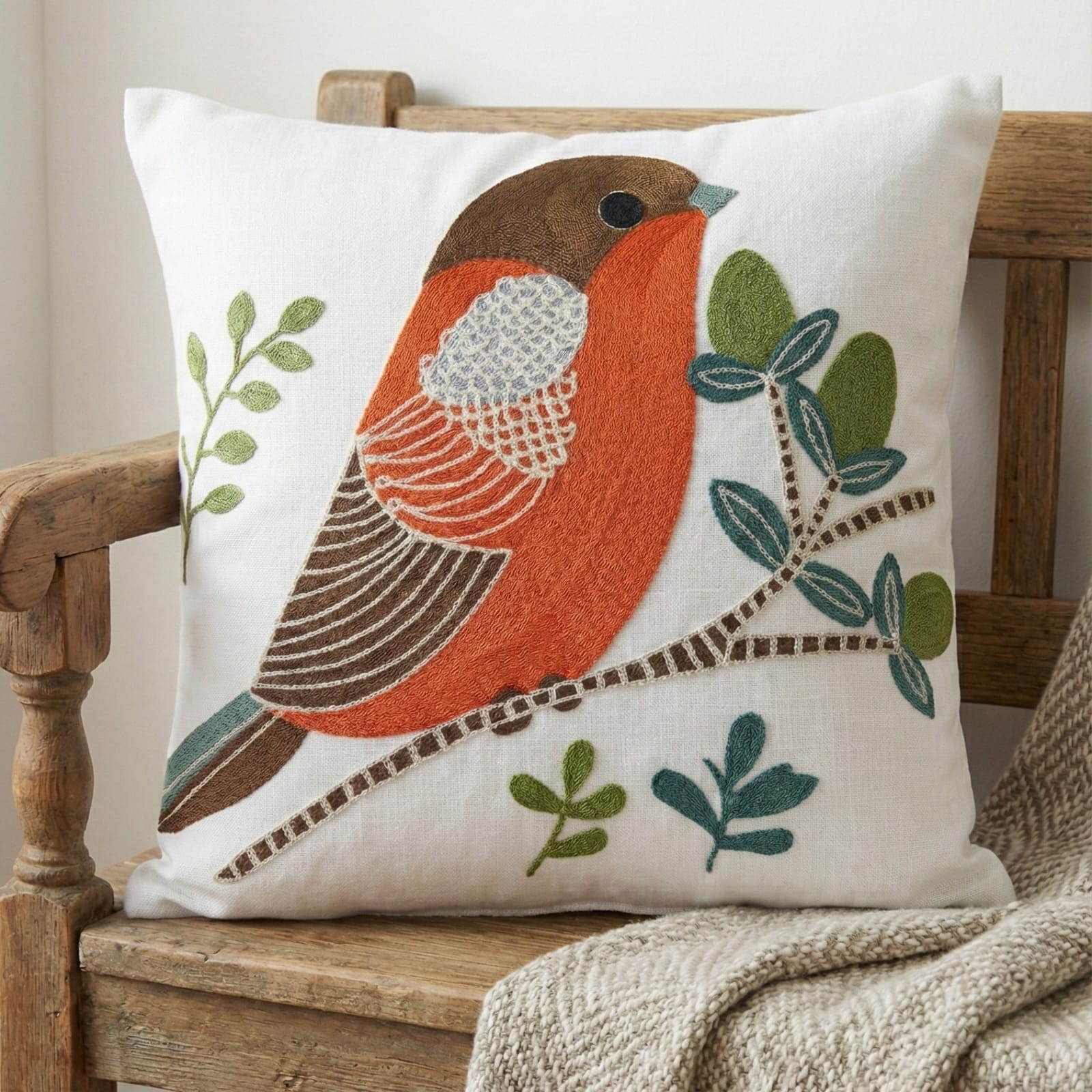PACK 2 FUNDAS DE COJINES BORDADAS AVE TERRACOTA 1
