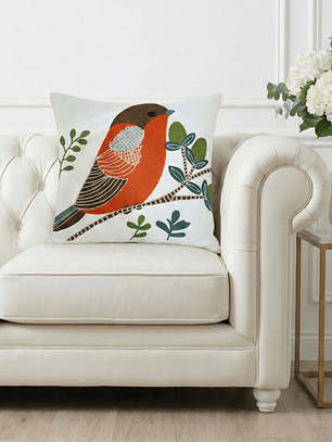 PACK 2 FUNDAS DE COJINES BORDADAS AVE TERRACOTA