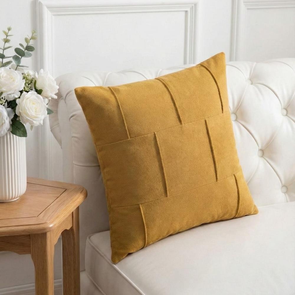 PACK 2 FUNDAS DE COJINES TEXTURA CUADROS AMARILLO 1