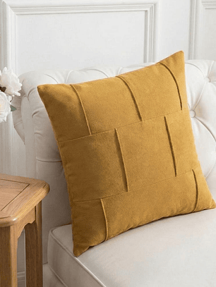 PACK 2 FUNDAS DE COJINES TEXTURA CUADROS AMARILLO