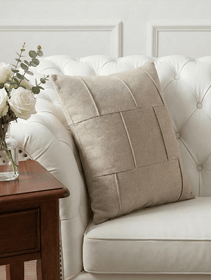 PACK 2 FUNDAS DE COJINES TEXTURA CUADROS BEIGE