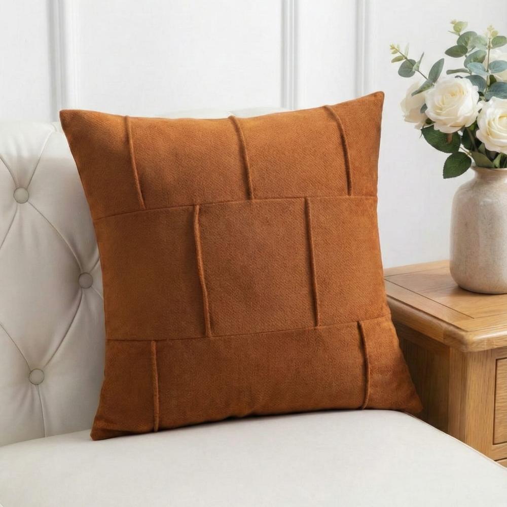 PACK 2 FUNDAS DE COJINES TEXTURA CUADROS TERRACOTA 1