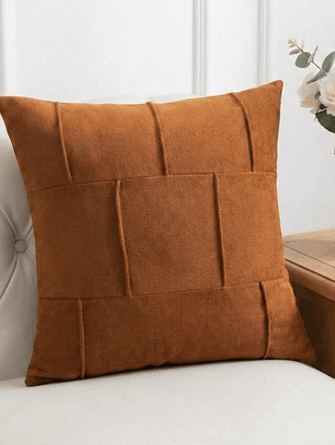 PACK 2 FUNDAS DE COJINES TEXTURA CUADROS TERRACOTA