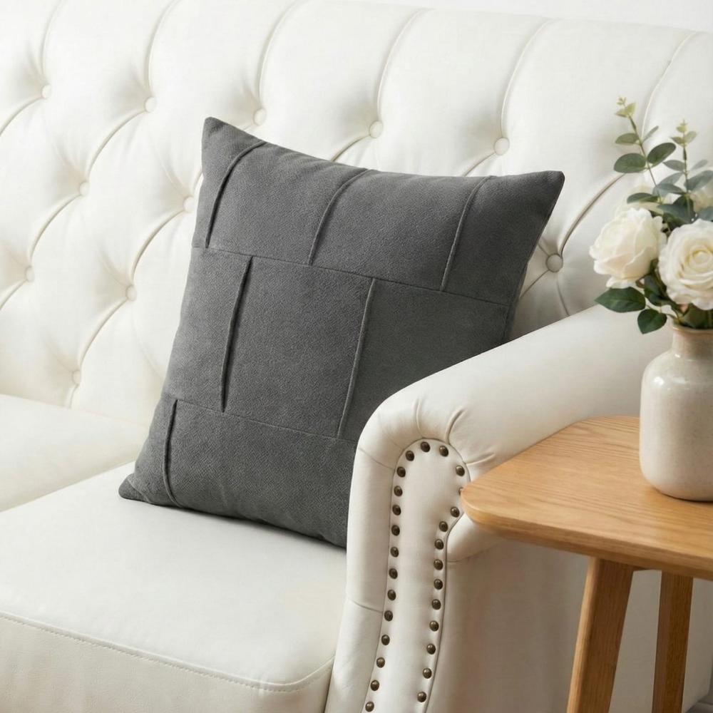 PACK 2 FUNDAS DE COJINES TEXTURA CUADROS GRIS 1