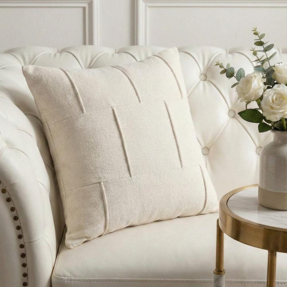 PACK 2 FUNDAS DE COJINES TEXTURA CUADROS CREMA 1