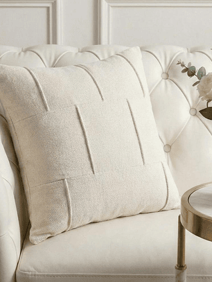 PACK 2 FUNDAS DE COJINES TEXTURA CUADROS CREMA