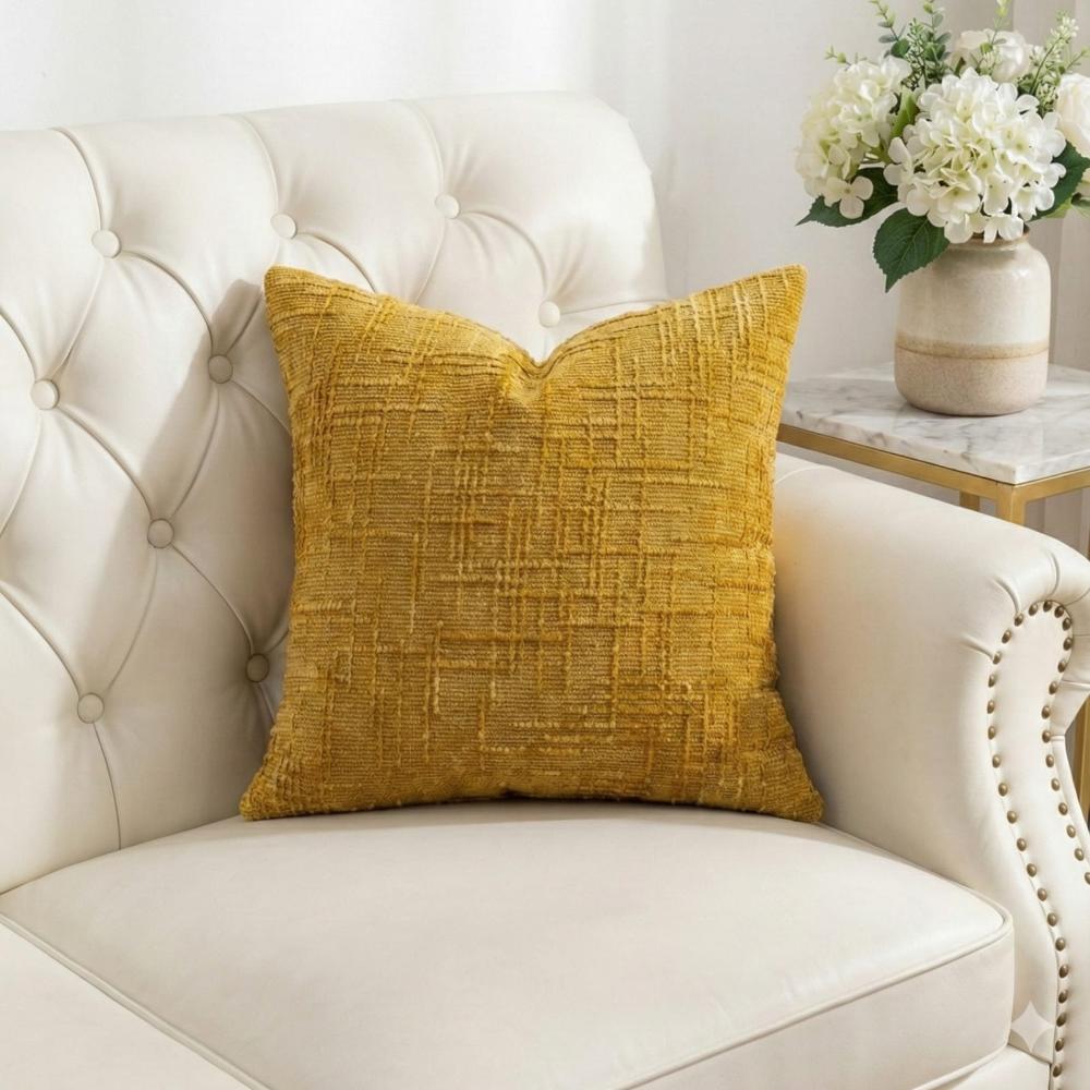 PACK 2 FUNDAS DE COJINES TEXTURA LINEAS AMARILLO 1