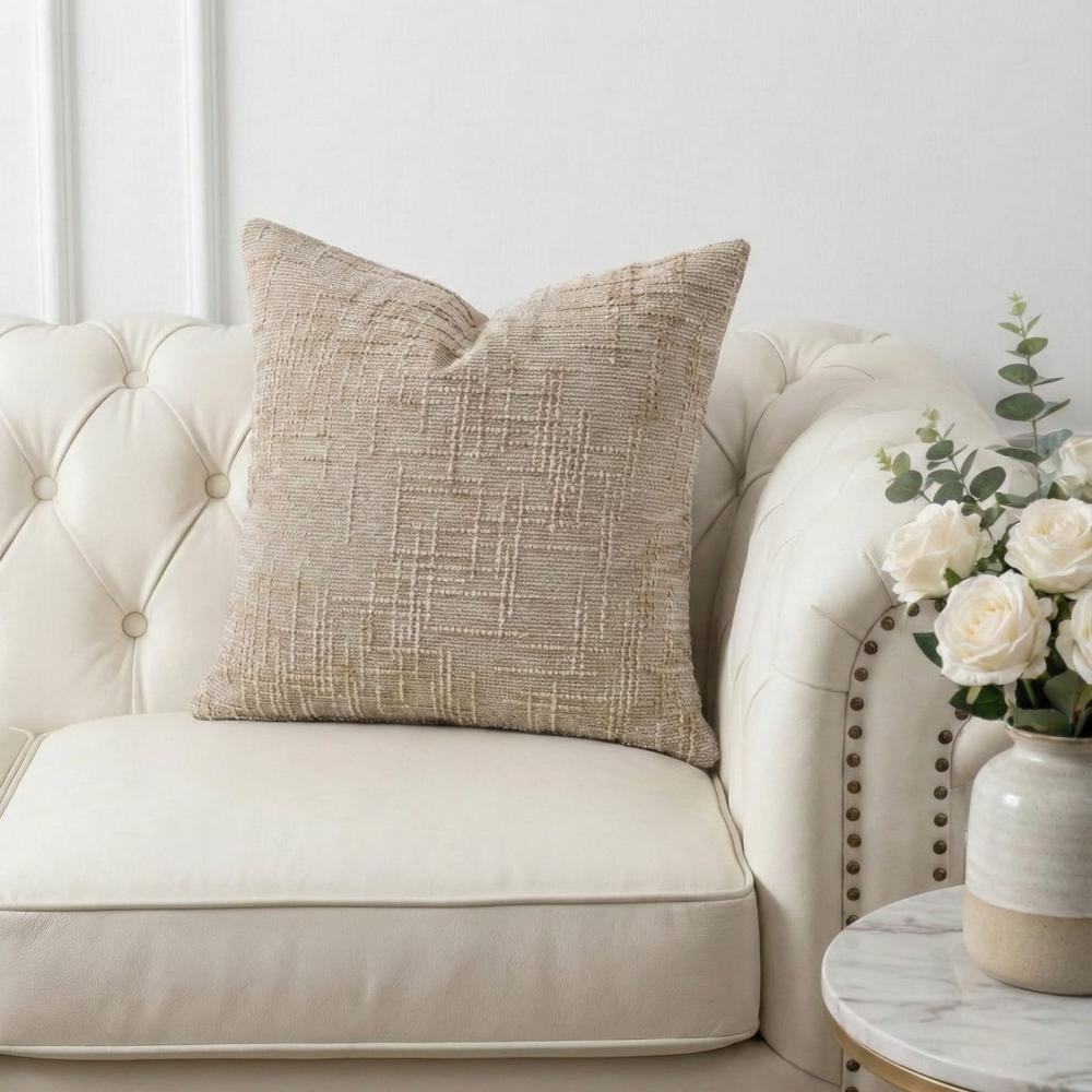 PACK 2 FUNDAS DE COJINES TEXTURA LINEAS BEIGE 1